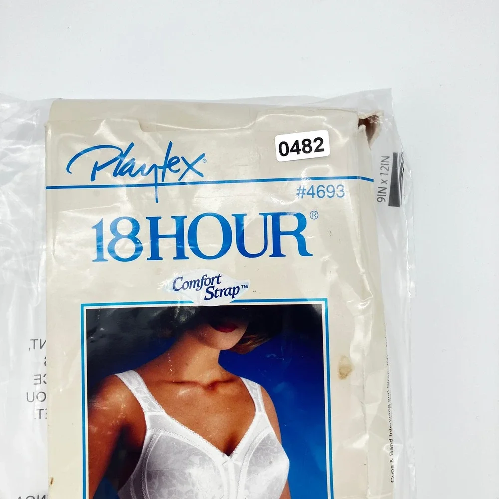 Playtex Wireless Bra 18 Hour Comfort Strap 4693 34DD White Vintage Lace